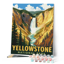 Carica l'immagine nel visualizzatore di Gallery, Dipingere con i numeri - Parco nazionale di Yellowstone, Cascate inferiori - Wyoming