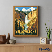 Carica l'immagine nel visualizzatore di Gallery, Dipingere con i numeri - Parco nazionale di Yellowstone, Cascate inferiori - Wyoming