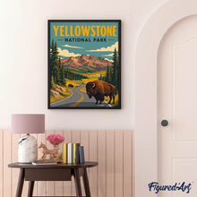 Carica l'immagine nel visualizzatore di Gallery, Dipingere con i numeri - Parco nazionale di Yellowstone, Lamar Valley - Wyoming