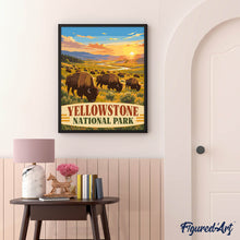 Carica l'immagine nel visualizzatore di Gallery, Dipingere con i numeri - Parco nazionale di Yellowstone, bisonti della Lamar Valley - Wyoming