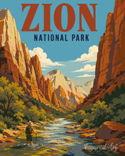 Carica l'immagine nel visualizzatore di Gallery, Dipingere con i numeri - Parco nazionale di Zion, Virgin River - Utah Figured'Art
