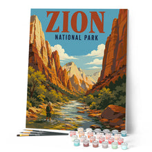Carica l'immagine nel visualizzatore di Gallery, Dipingere con i numeri - Parco nazionale di Zion, Virgin River - Utah
