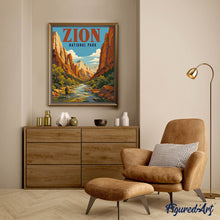 Carica l'immagine nel visualizzatore di Gallery, Dipingere con i numeri - Parco nazionale di Zion, Virgin River - Utah