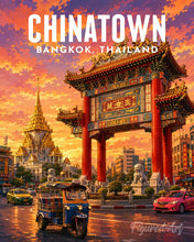 Carica l'immagine nel visualizzatore di Gallery, Dipingere con i numeri - Poster di viaggio Bangkok, Luci di Chinatown Figured'Art