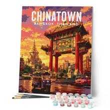 Carica l'immagine nel visualizzatore di Gallery, Dipingere con i numeri - Poster di viaggio Bangkok, Luci di Chinatown
