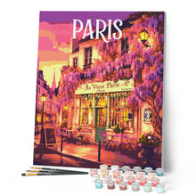 Carica l'immagine nel visualizzatore di Gallery, Dipingere con i numeri - Poster di viaggio Caffè di glicine di Parigi