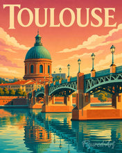 Carica l'immagine nel visualizzatore di Gallery, Dipingere con i numeri - Poster di viaggio Ponte del canale di Toulouse Figured'Art