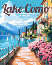Carica l'immagine nel visualizzatore di Gallery, Dipingere con i numeri - Poster di viaggio Passeggiata sul Lago di Como Figured'Art