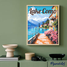 Carica l'immagine nel visualizzatore di Gallery, Dipingere con i numeri - Poster di viaggio Passeggiata sul Lago di Como