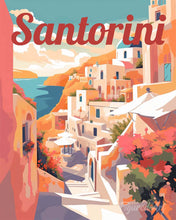 Carica l'immagine nel visualizzatore di Gallery, Dipingere con i numeri - Poster di viaggio Scogliere di Santorini Figured'Art