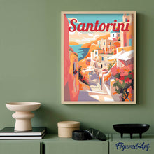 Carica l'immagine nel visualizzatore di Gallery, Dipingere con i numeri - Poster di viaggio Scogliere di Santorini