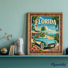Carica l'immagine nel visualizzatore di Gallery, Dipingere con i numeri - Florida Poster vintage - Drive the Sunshine State