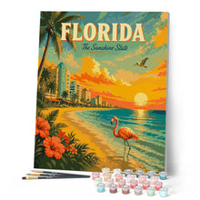 Carica l'immagine nel visualizzatore di Gallery, Dipingere con i numeri - Florida Poster vintage - The Sunshine State