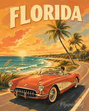 Carica l'immagine nel visualizzatore di Gallery, Dipingere con i numeri - Florida Poster vintage  Figured'Art