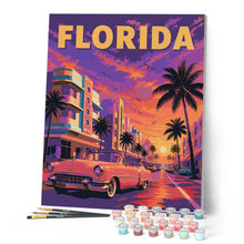 Carica l'immagine nel visualizzatore di Gallery, Dipingere con i numeri - Tramonto viola in Florida - Poster vintage