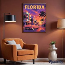 Carica l'immagine nel visualizzatore di Gallery, Dipingere con i numeri - Tramonto viola in Florida - Poster vintage