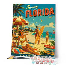 Carica l'immagine nel visualizzatore di Gallery, Dipingere con i numeri - Sunny Florida - Poster vintage