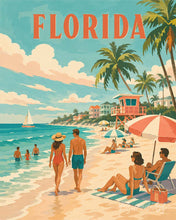 Carica l'immagine nel visualizzatore di Gallery, Dipingere con i numeri - Costa della Florida - Poster vintage  Figured'Art