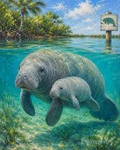 Carica l'immagine nel visualizzatore di Gallery, Dipingere con i numeri - Lamantino e cucciolo in una laguna di mangrovie Figured'Art