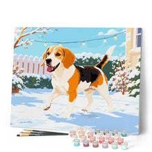 Carica l'immagine nel visualizzatore di Gallery, Dipingere con i numeri - Beagle nella neve