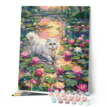 Carica l'immagine nel visualizzatore di Gallery, Dipingere con i numeri - Gatto tra i Fiori di Loto