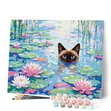 Carica l'immagine nel visualizzatore di Gallery, Dipingere con i numeri - Gatto e Ninfee