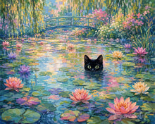 Carica l'immagine nel visualizzatore di Gallery, Dipingere con i numeri - Gatto Nero tra le Ninfee Figured'Art