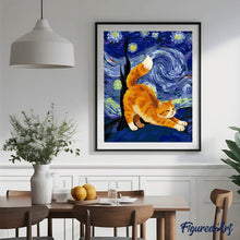 Carica l'immagine nel visualizzatore di Gallery, Dipingere con i numeri - Gatto rosso nella Notte Stellata