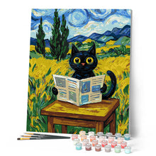 Carica l'immagine nel visualizzatore di Gallery, Dipingere con i numeri - Il gatto curioso di Van Gogh