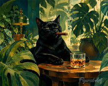 Carica l'immagine nel visualizzatore di Gallery, Dipingere con i numeri - Gatto Nero nella Foresta Figured'Art