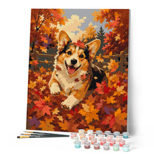 Carica l'immagine nel visualizzatore di Gallery, Dipingere con i numeri - Corgi tra le Foglie d'Autunno