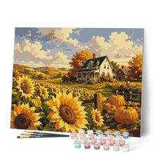 Carica l'immagine nel visualizzatore di Gallery, Dipingere con i numeri - Campo di Girasoli e Cascina Bianca