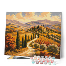 Carica l'immagine nel visualizzatore di Gallery, Dipingere con i numeri - Colline Toscane con Cipressi