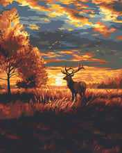Carica l'immagine nel visualizzatore di Gallery, Dipingere con i numeri - Cervo Maestoso al Tramonto d'Autunno Figured'Art