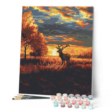 Carica l'immagine nel visualizzatore di Gallery, Dipingere con i numeri - Cervo Maestoso al Tramonto d'Autunno