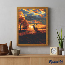 Carica l'immagine nel visualizzatore di Gallery, Dipingere con i numeri - Cervo Maestoso al Tramonto d'Autunno