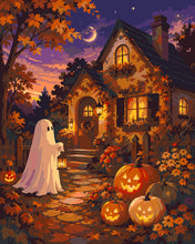 Carica l'immagine nel visualizzatore di Gallery, Dipingere con i numeri - Amichevole Fantasma al Cottage delle Zucche Figured'Art