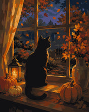 Carica l'immagine nel visualizzatore di Gallery, Dipingere con i numeri - Gatto Nero alla Finestra Figured'Art