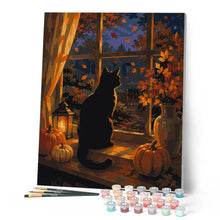 Carica l'immagine nel visualizzatore di Gallery, Dipingere con i numeri - Gatto Nero alla Finestra