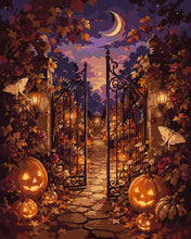 Carica l'immagine nel visualizzatore di Gallery, Dipingere con i numeri - Cancello del Giardino con Jack o Lantern Figured'Art