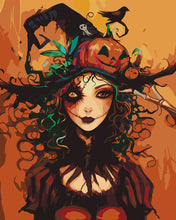 Carica l'immagine nel visualizzatore di Gallery, Dipingere con i numeri - Ritratto di Strega di Halloween Figured'Art