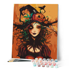 Carica l'immagine nel visualizzatore di Gallery, Dipingere con i numeri - Ritratto di Strega di Halloween