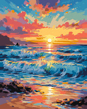 Carica l'immagine nel visualizzatore di Gallery, Dipingere con i numeri - Onde al Tramonto Figured'Art