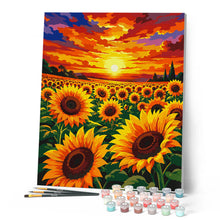 Carica l'immagine nel visualizzatore di Gallery, Dipingere con i numeri - Tramonto tra i Girasoli