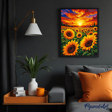 Carica l'immagine nel visualizzatore di Gallery, Dipingere con i numeri - Tramonto tra i Girasoli
