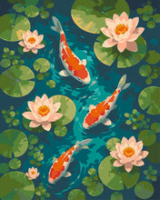 Carica l'immagine nel visualizzatore di Gallery, Dipingere con i numeri - Stagno di Koi e Fiori di Loto Figured'Art
