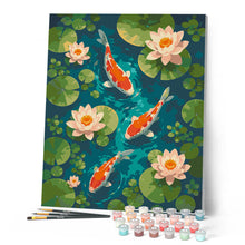 Carica l'immagine nel visualizzatore di Gallery, Dipingere con i numeri - Stagno di Koi e Fiori di Loto