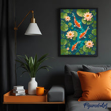 Carica l'immagine nel visualizzatore di Gallery, Dipingere con i numeri - Stagno di Koi e Fiori di Loto