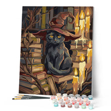 Carica l'immagine nel visualizzatore di Gallery, Dipingere con i numeri - Gatto Nero Custode di Incantesimi