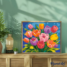 Carica l'immagine nel visualizzatore di Gallery, Dipingere con i numeri - Bouquet di Tulipani Colorati